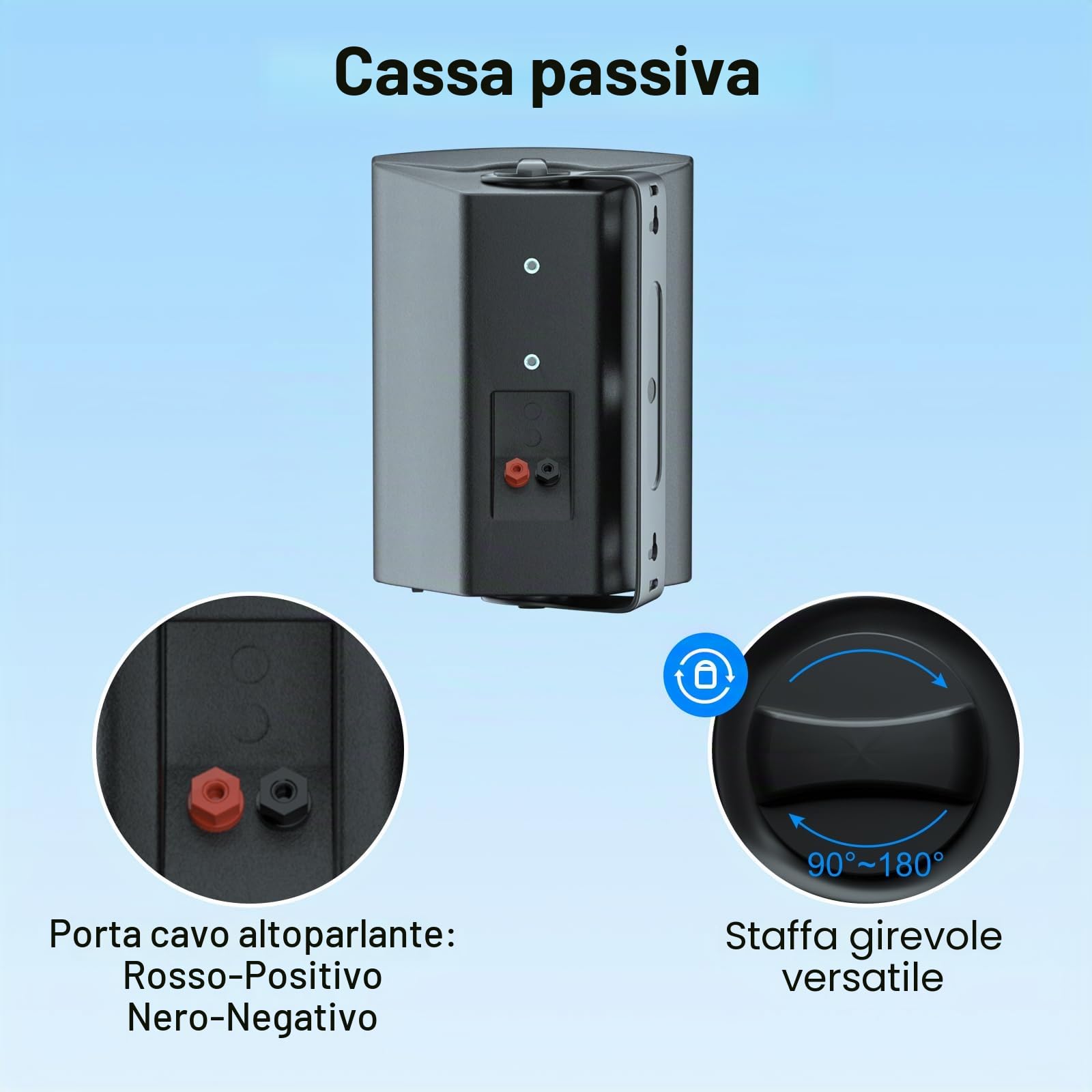 STUDIOFINIX 5.25 Pollici 600W Altoparlanti da Parete per Esterno Interni Resistenti alle Intemperie 2 Paia Nero
