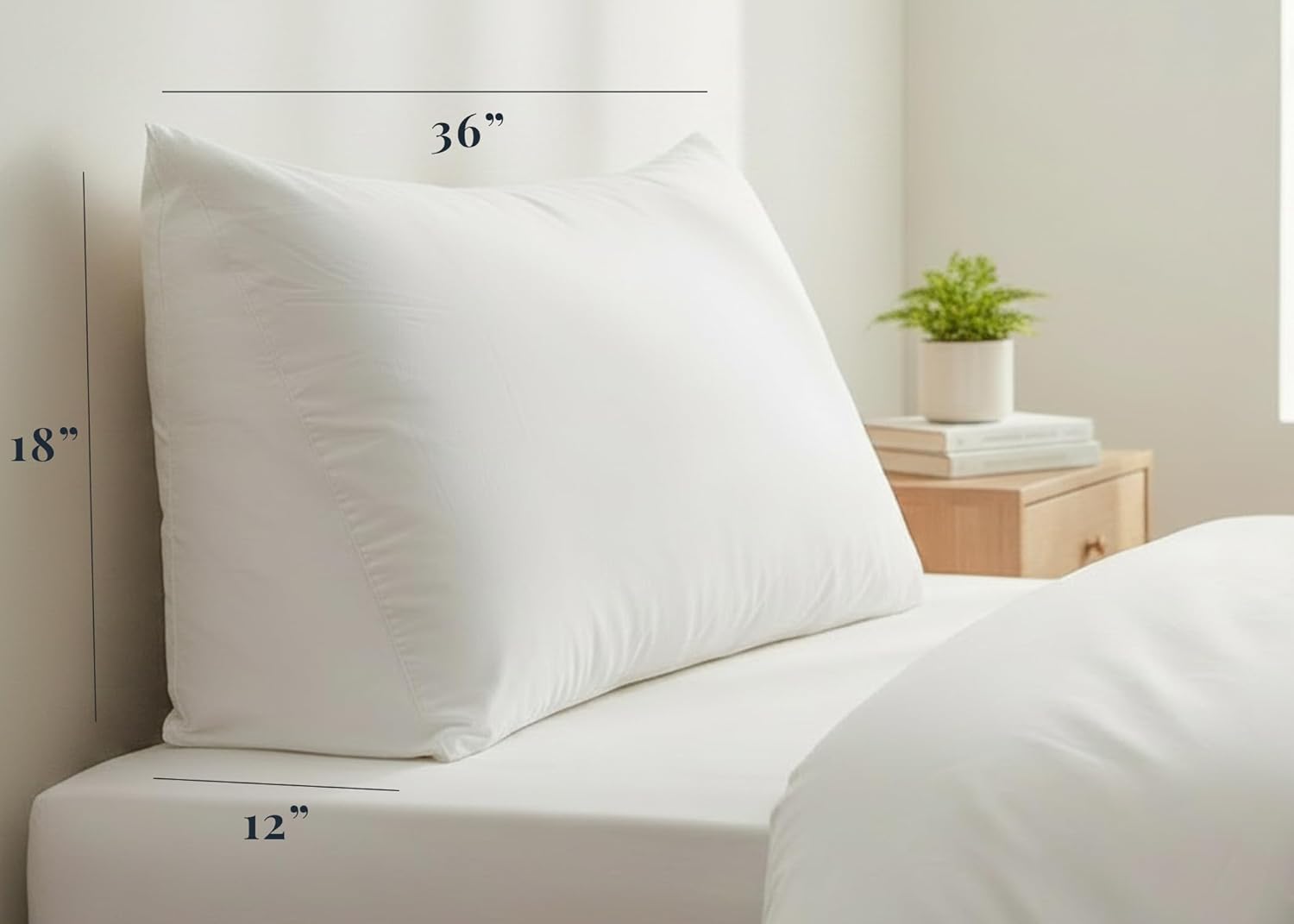 Pillowtex Reading & Resting Wedge Pillow, Cushion for Sitting in Bed, Sofa or Chair (Down & Feather Blend)