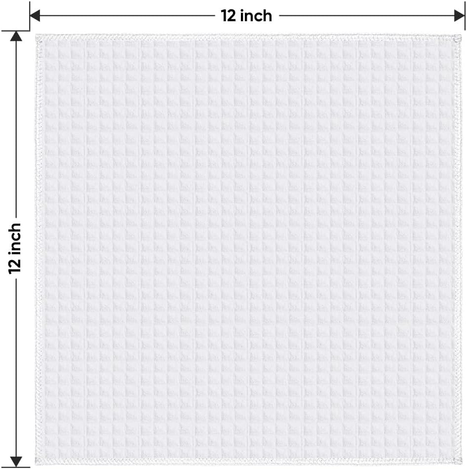 HOMEXCEL Waffle Weave Microfiber Towel, 50 Pack Lint Free Bulk Cleaning Rags, 12 x 12 Inches Barista Towels, Reusable Microfiber Cleaning Cloth for Household, Kitchen, Glass and Window, White