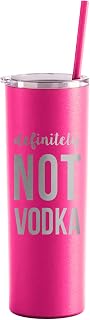 The Crafty Engineer Definitely Not Vodka Tumbler with Lid and Straw, Funny Reusable Water Cup (Hot Pink)