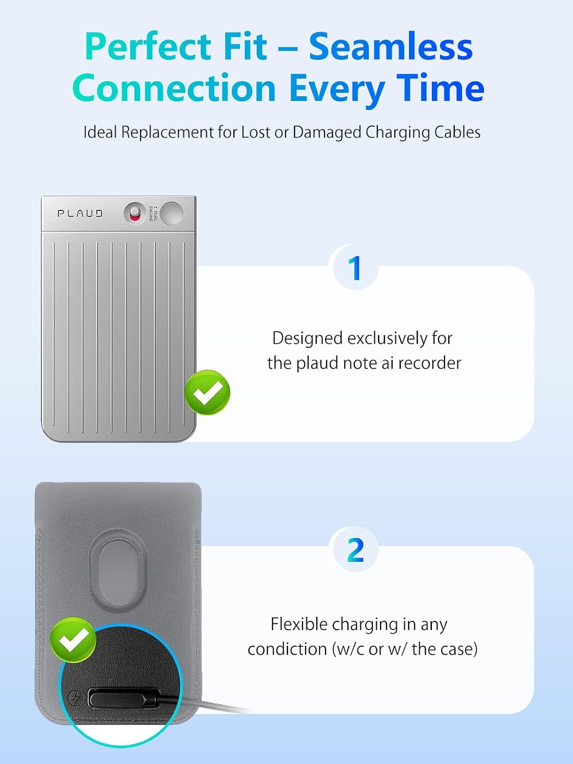 Charger Cable Compatible with PLAUD Note AI Voice Recorder,3.3FT 4 Pin Replacement Magnetic USB-C Charging Cable for PLAUD Note Voice Recorder Includes Cord Holder and Type-C to USB-A Adapter image 3