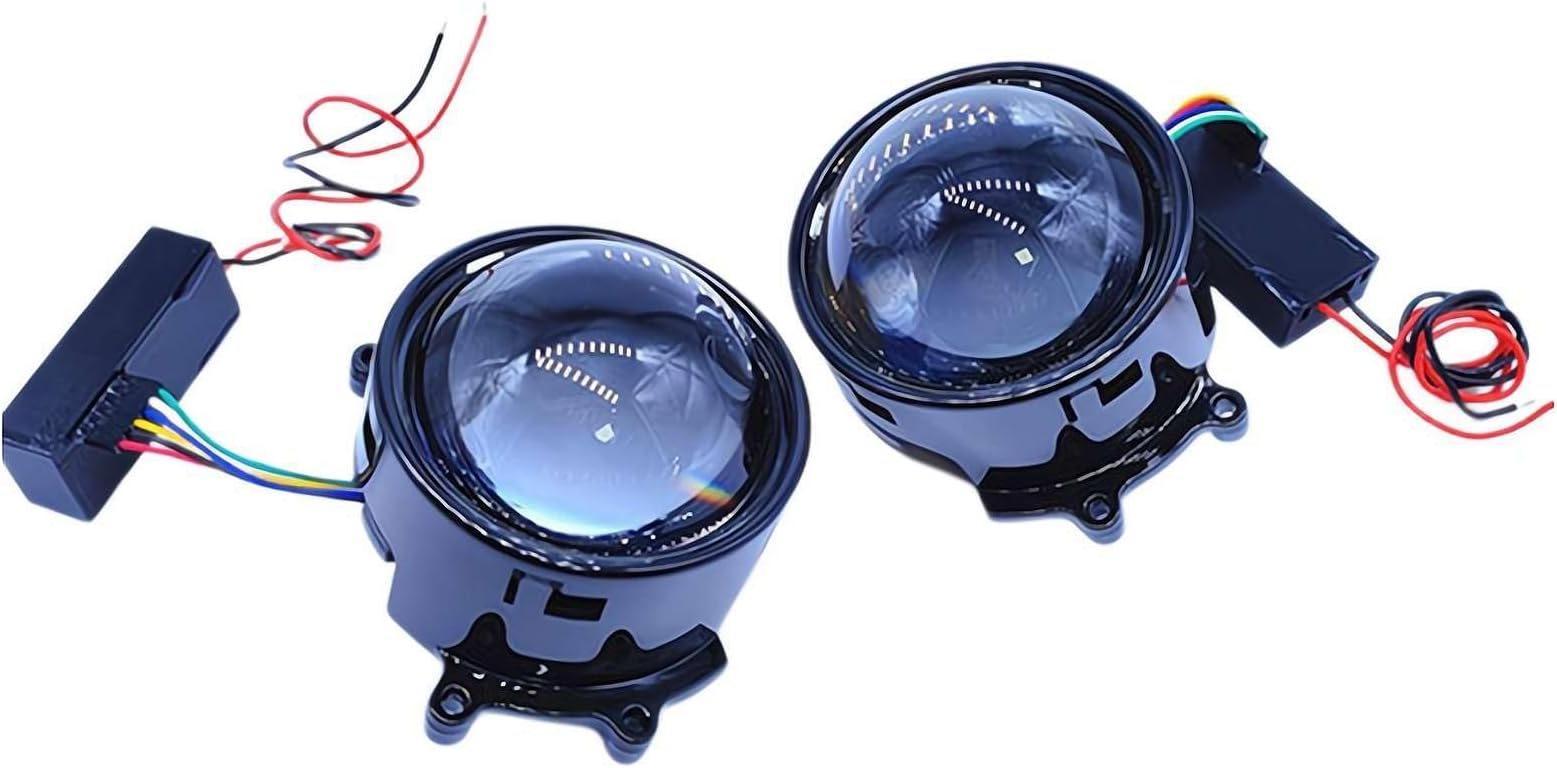 Dynamic Devil Eye LED Headlights – 3.0 Inch LED Projector Lens with USB Connection, Customizable Light Patterns, 12V USB Devil Eye Universal Fit for Any Vehicle