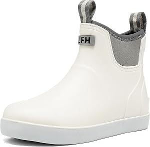Women's Deck Boots, Waterproof Rain Boots Rubber Boots Chelsea Ankle Booties with Anti-Slip Sole Fishing Boots for Outdoor Work Garden Camping