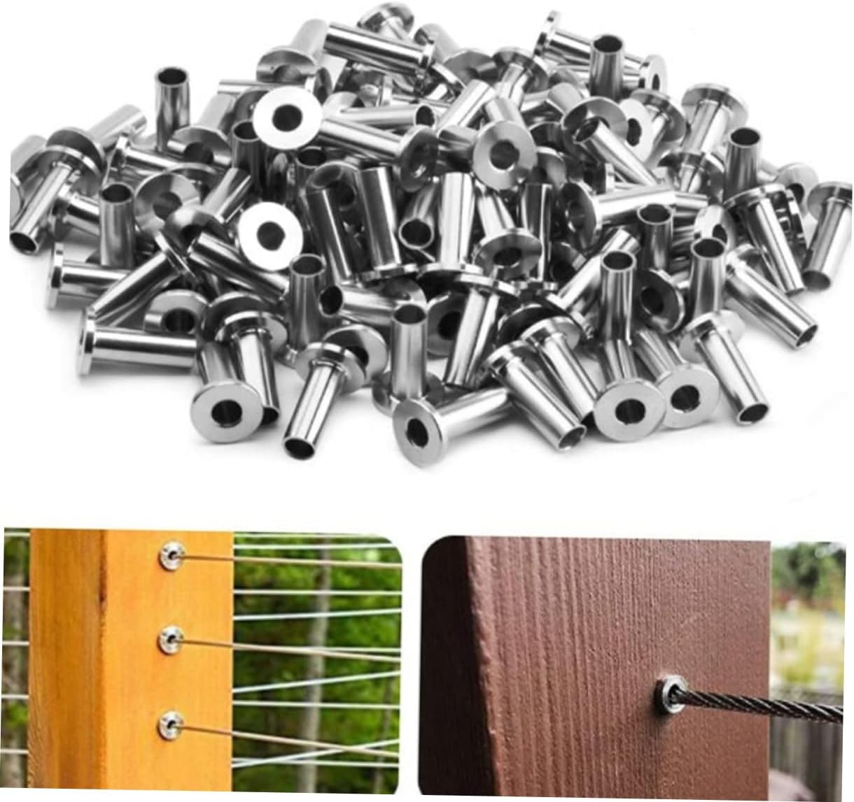 65pcs Stainless Steel Wire Harness Deck Cable Protective Sleeve Cable Railing Grommet Kit