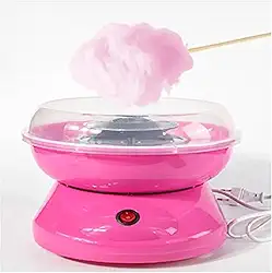 Máquina de Algodão Doce Elétrica Portátil 110V – Mini Maker Compacta com Ventosas, 500W de Potência, Fácil de Usar e Ideal para Festas e Crianças (Rosa)