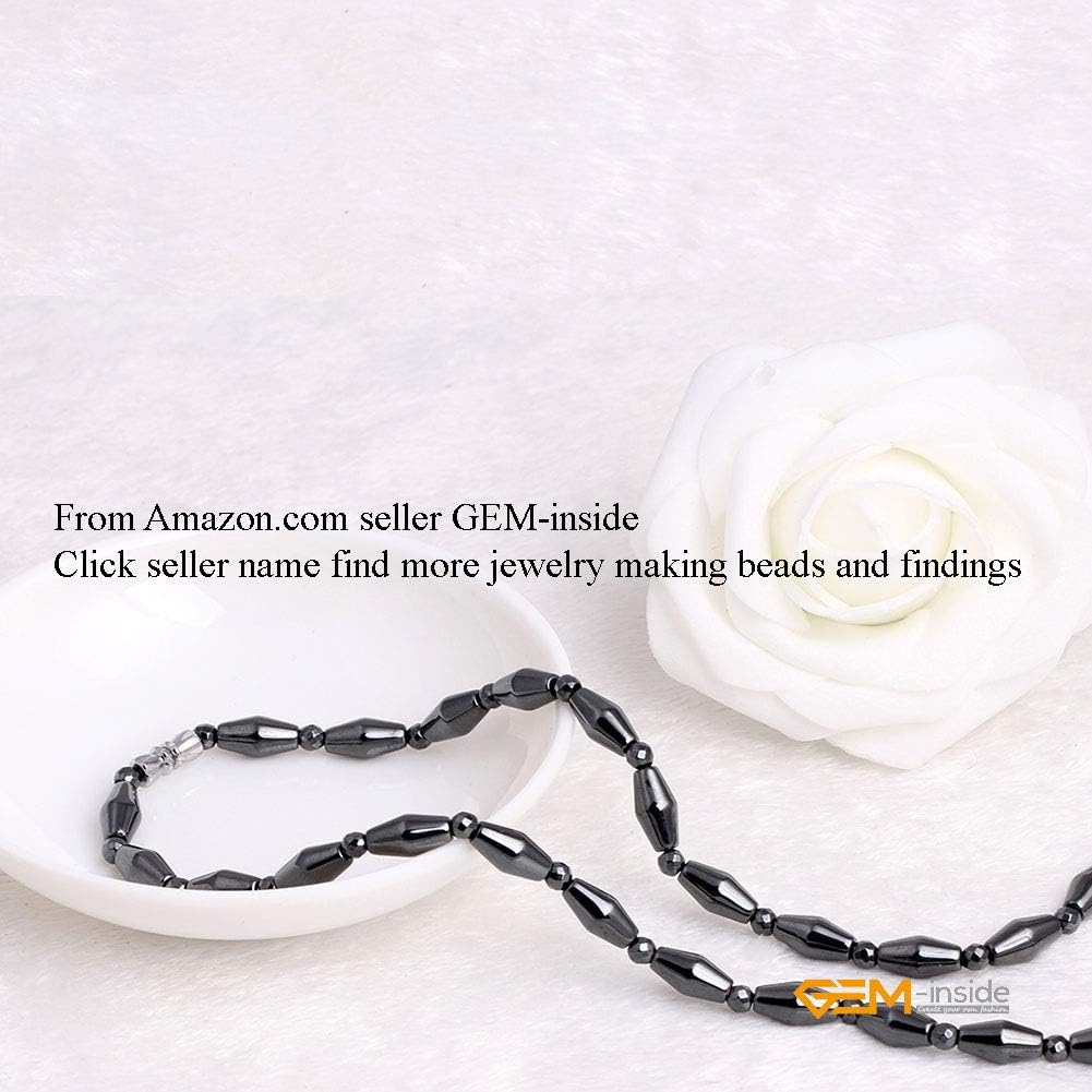 GEM-Inside Magnetic Black Hematite Necklace Handmade Natural Gemstone 6x12mm Faceted Rhombus Beaded Fashion String Beading Pendant 19" Jewelry Accessories image 5