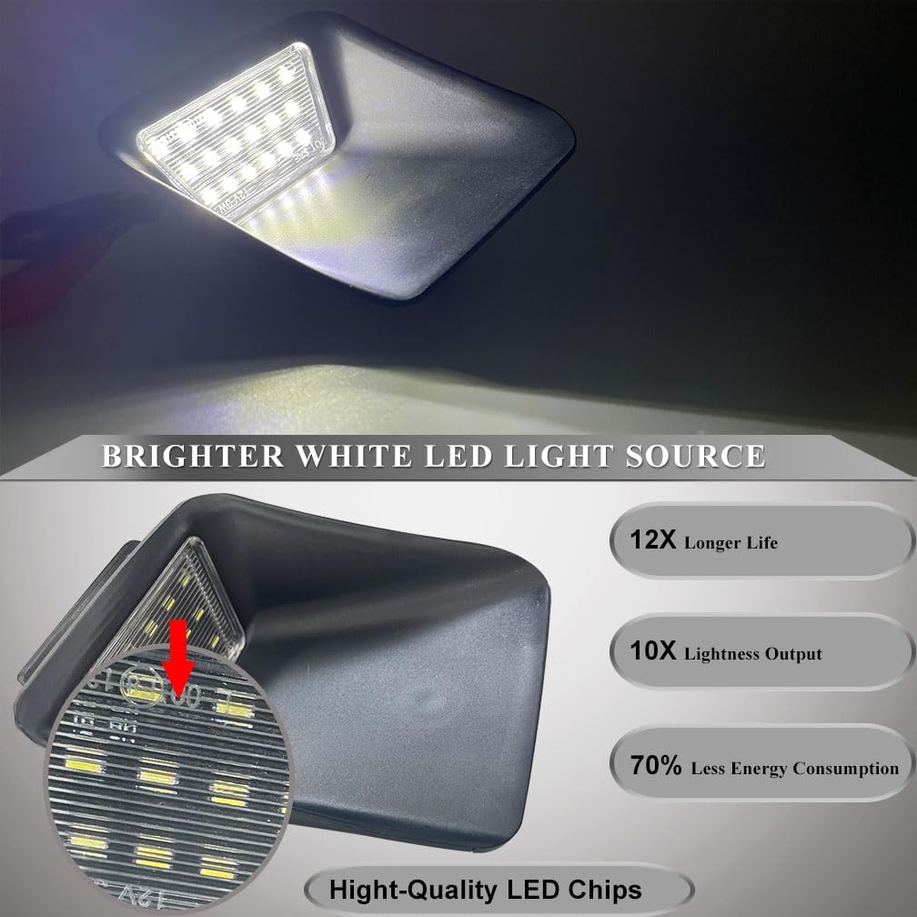 LED License Plate Light Lamps for 2004-2012 GMC Canyon Chevy(Chevrolet) Colorado Pickup Trucks 6000K White LED Rear Number Tag Lamp Lights Assembly OEM No.# 20985454 20985455