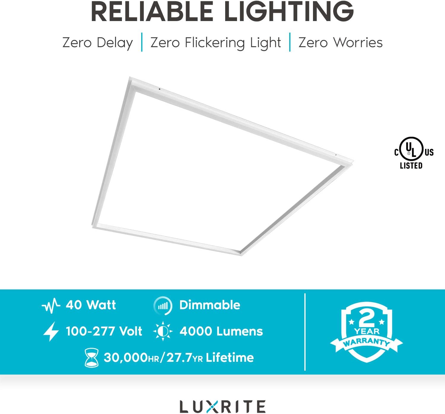 Buу 2 gеt 3 Luxrite 2x2 FT Slim Frame LED Edge Light, 40W, 4000K Cool White Dimmable, 4000 Lumens, Modern Drop Ceiling Panel Light, 100-277V, Grid Light Panels, UL Listed
