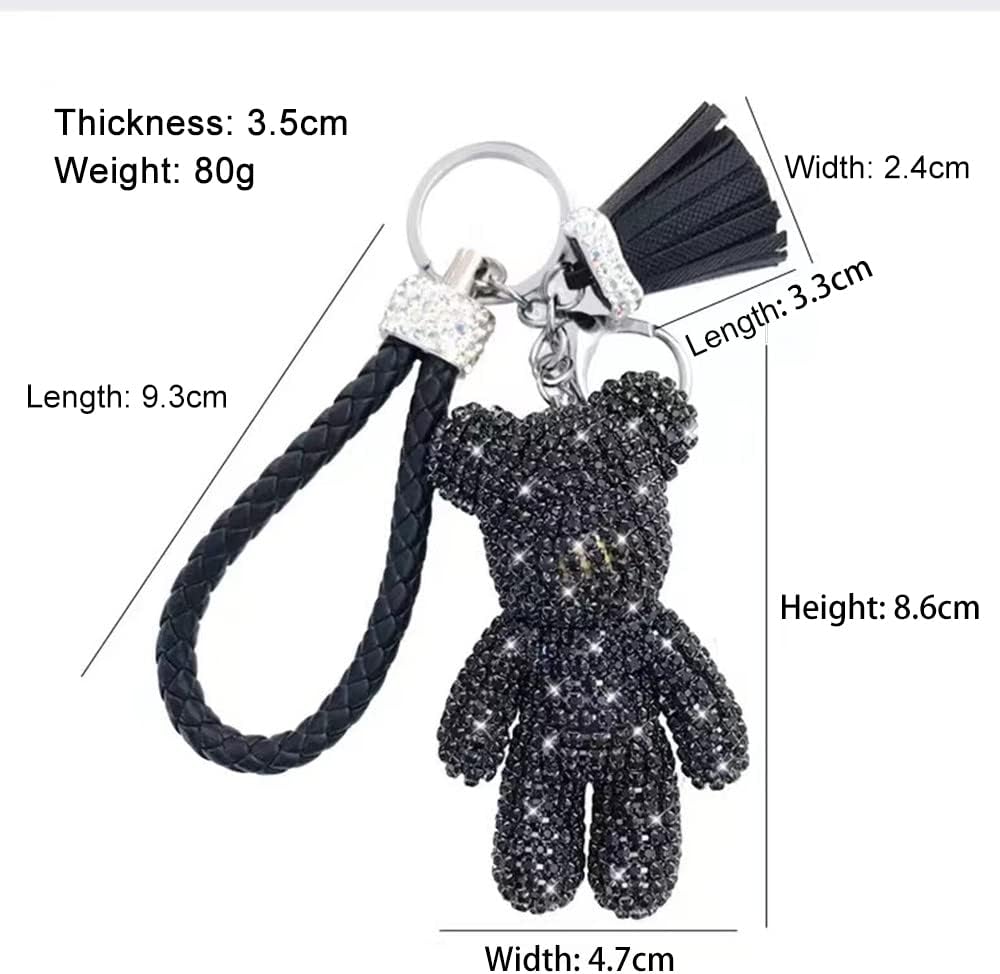 Tarieson Diamond Bear Keychain - Bling Keyring For Girls, Gold, Medium Size