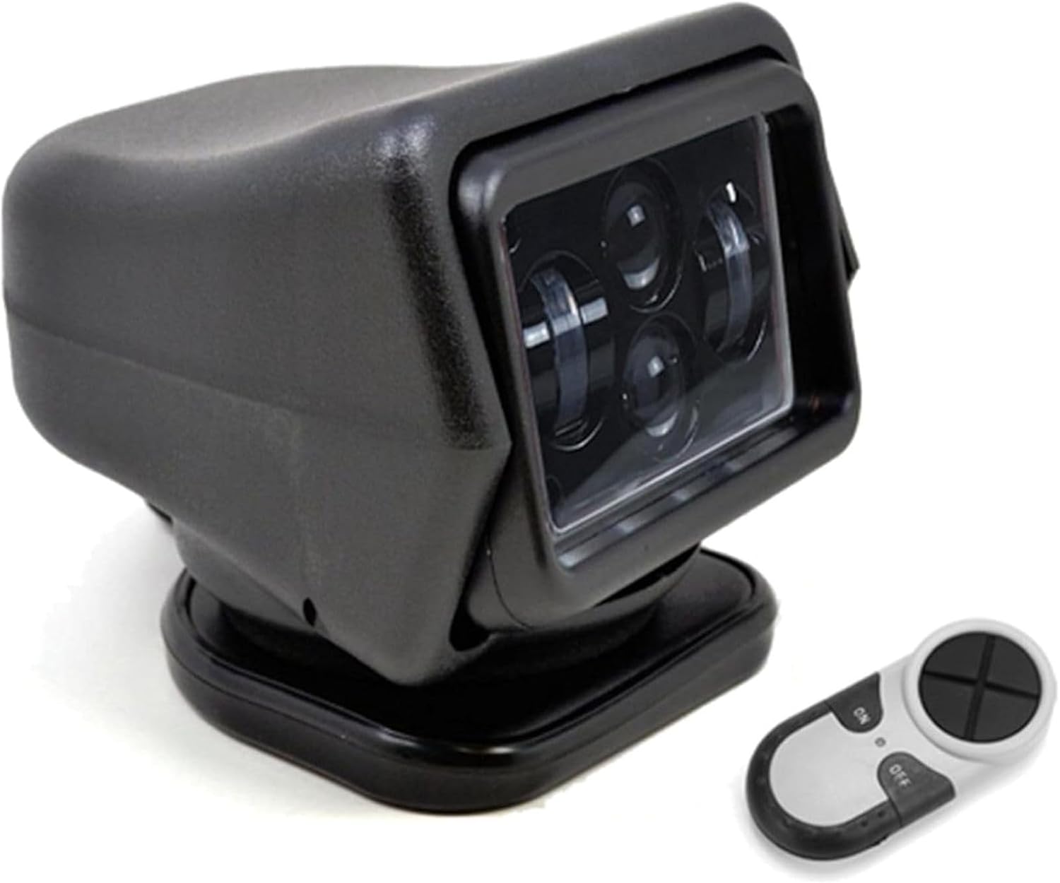 Vehicle searchlight 120W Wireless Remote Control LED Search Light 360° Rotating for Truck Off-Road Boat with Magnet Base (black/white)(Black)
