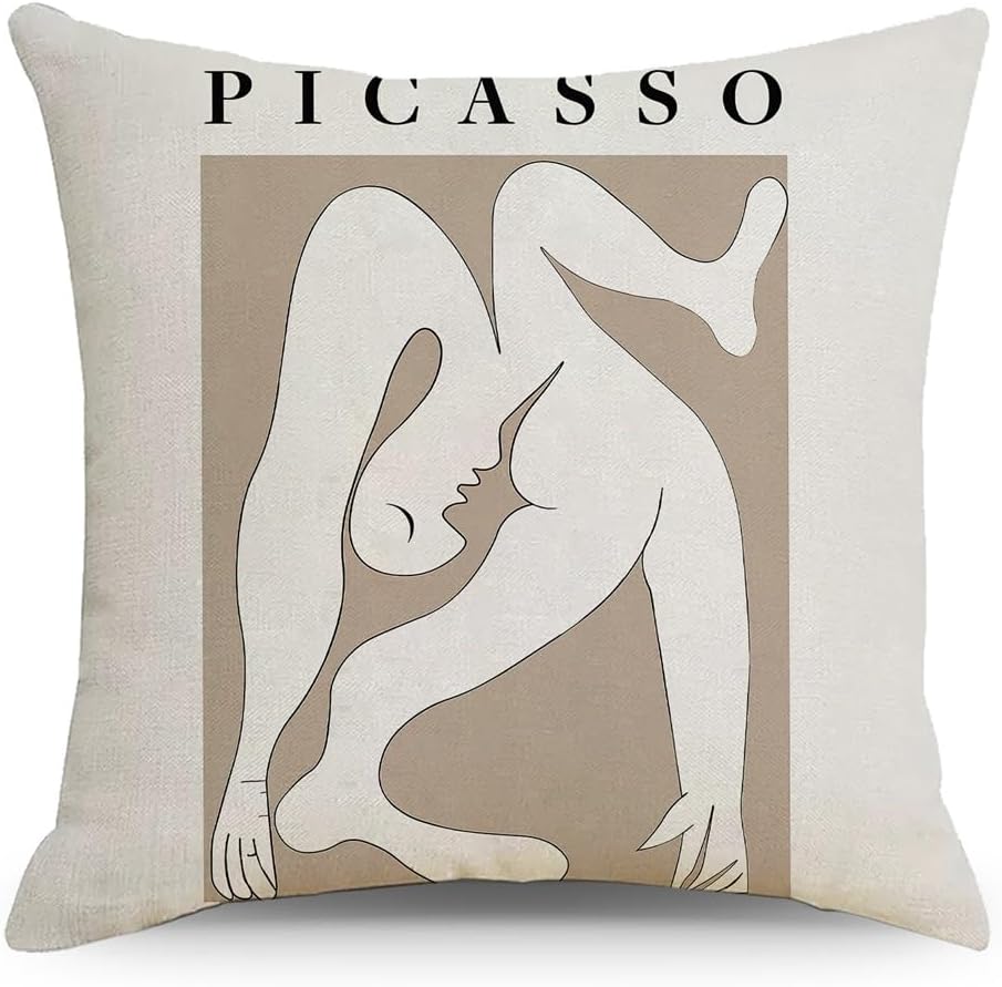 HBJWOV Nordic Abstract Linen Pillow Cover Black and White Ins Home Products Sofa Headboard Car Cushion