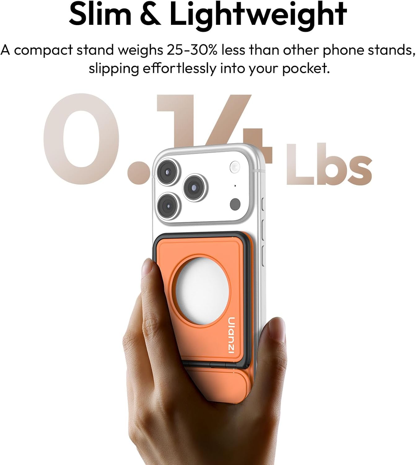 ULANZI PS01 Magnetic Phone Stand, 2-in-1 Magnetic Phone Stand Holder, Adjustable Desktop Phone Tripod for Desk, Slim Foldable Selfie Stick Tripod Compatible with iPhone 17 16 15 14 13 Samsung Pixel