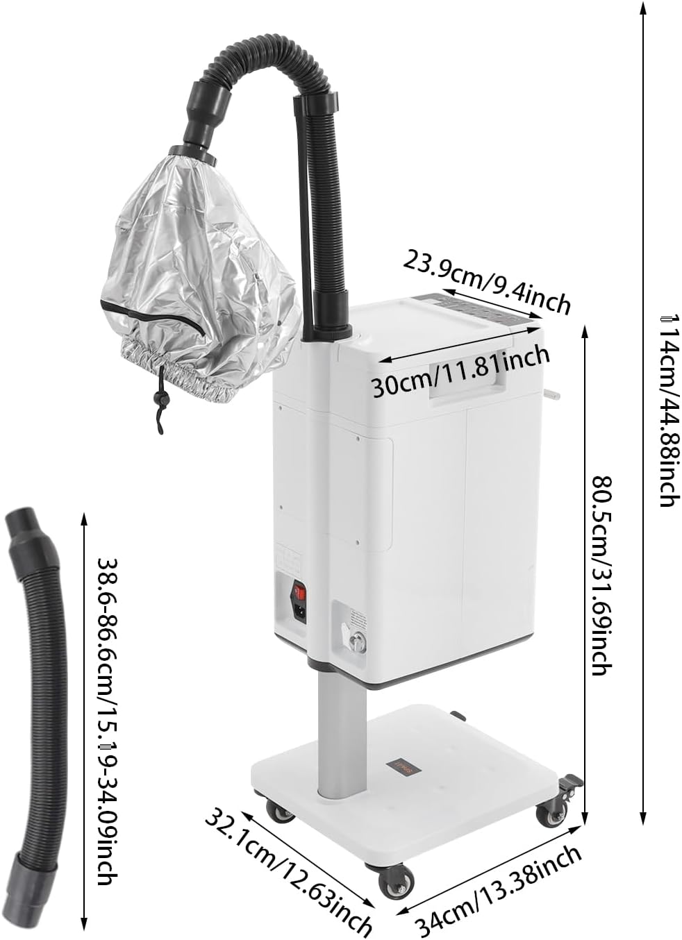 Vertical 500W Anion Hair Color Processor, Beauty Salon Hair Steamer Machine with Smart Touch Control and 1400ml Kettle for Hair Care and Repair