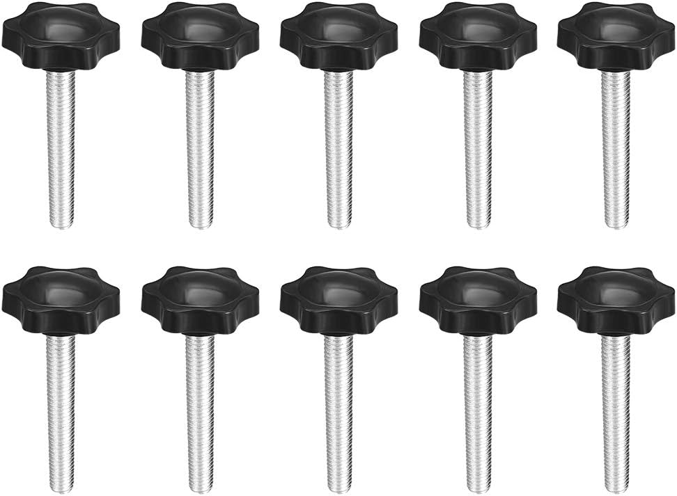 uxcell Clamping Screw Knob, 38mm Dia Plum Hex Shaped Grips Star Knob M8 x 50mm Male Thread, 10pcs, M8*50