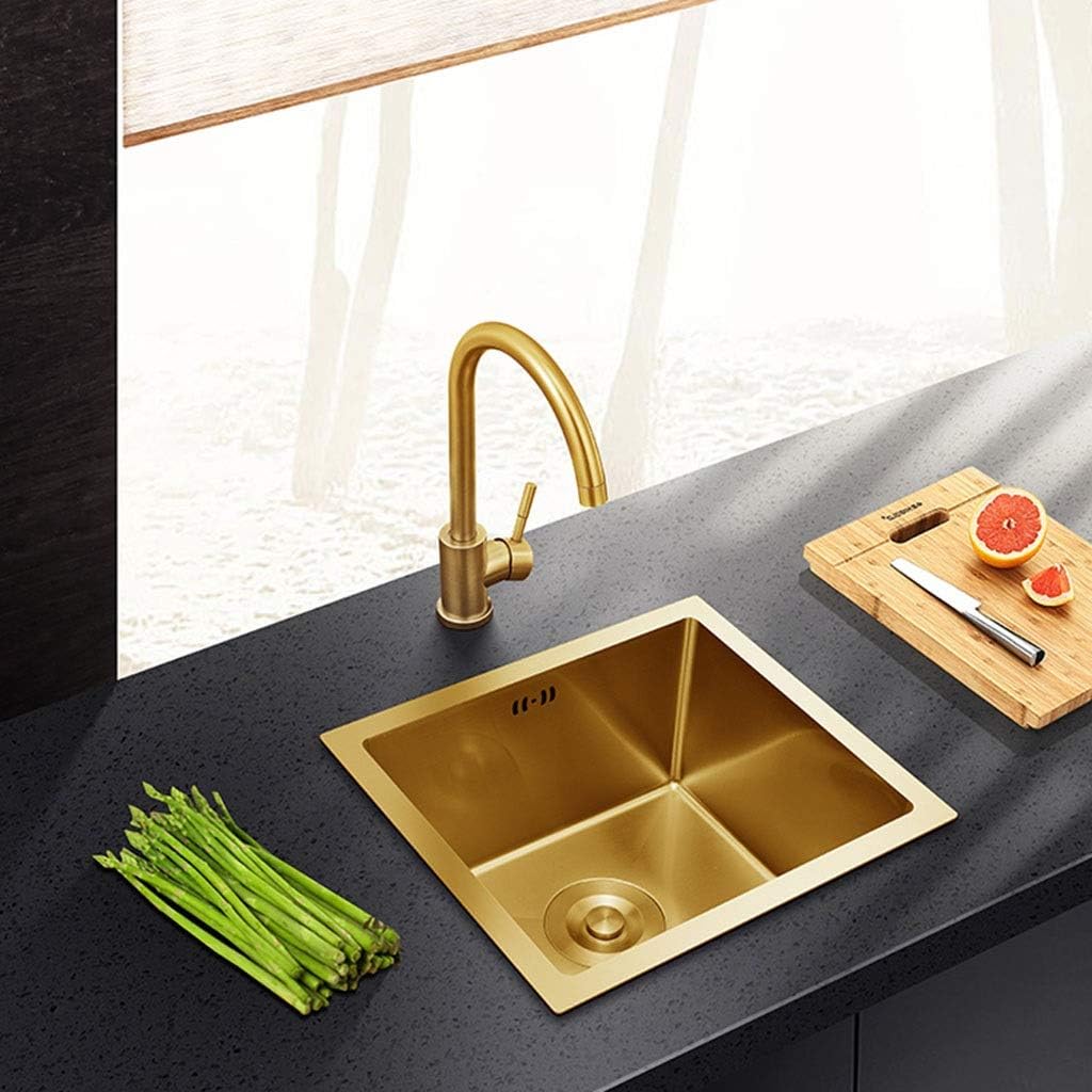 Color Copper Size 26 43cm 304 Stainless Steel Golden Bar Counter Square Small Sink Portable