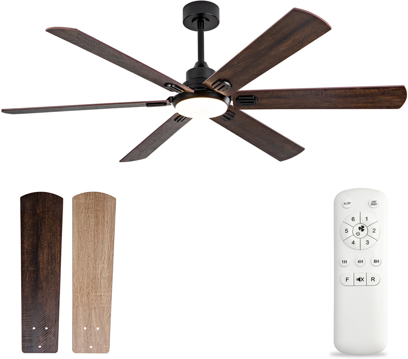 BOOMJOY Ceiling Fans with Lights, 60 Inch Ceiling Fan with Remote, Modern Ceiling Fan for Bedroom Living Room, Black Ceiling Fan Lights for Outdoor Indoor and 5 Blades Quiet Reversible DC