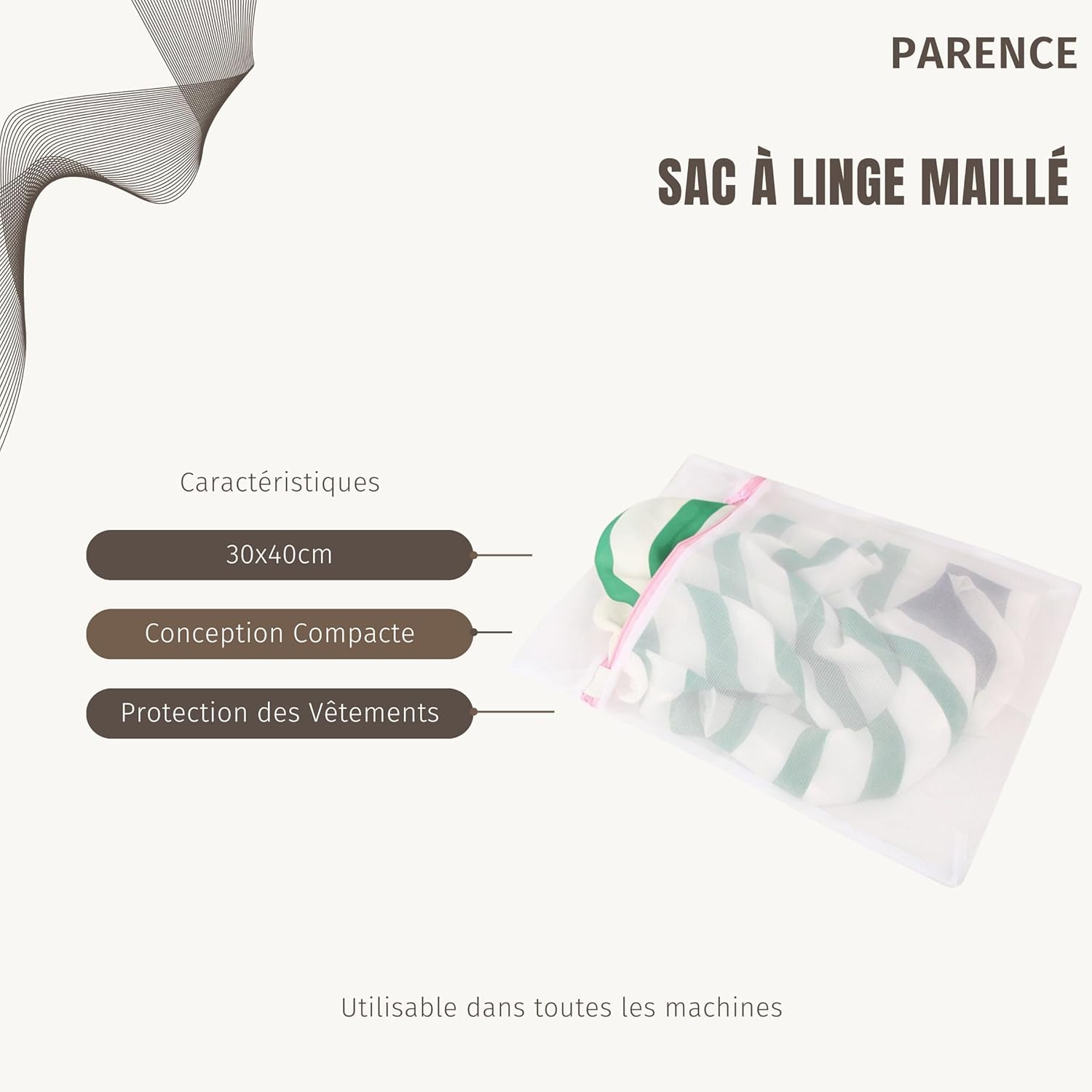 Image secondaire de Lot de 3 Sacs à Linge Maillés PARENCE avec Fermeture Éclair - Protection Idéale pour Vêtements