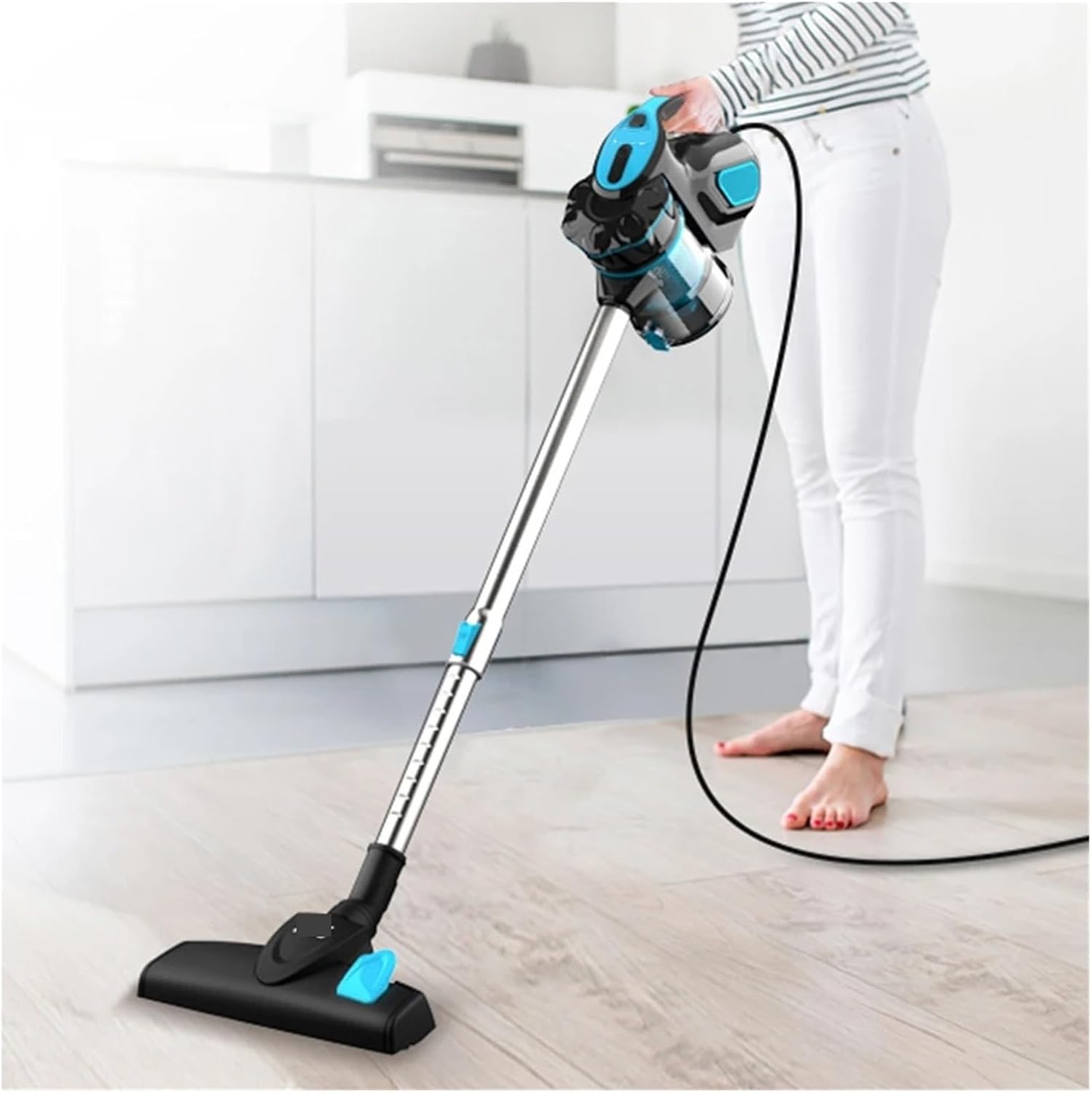 Vacuum Cleaner Corded I5 18Kpa Powerful Suction 600W Motor Stick Handheld Vaccum Cleaner for Home Pet Hair Hard Floor(Blue,Us)