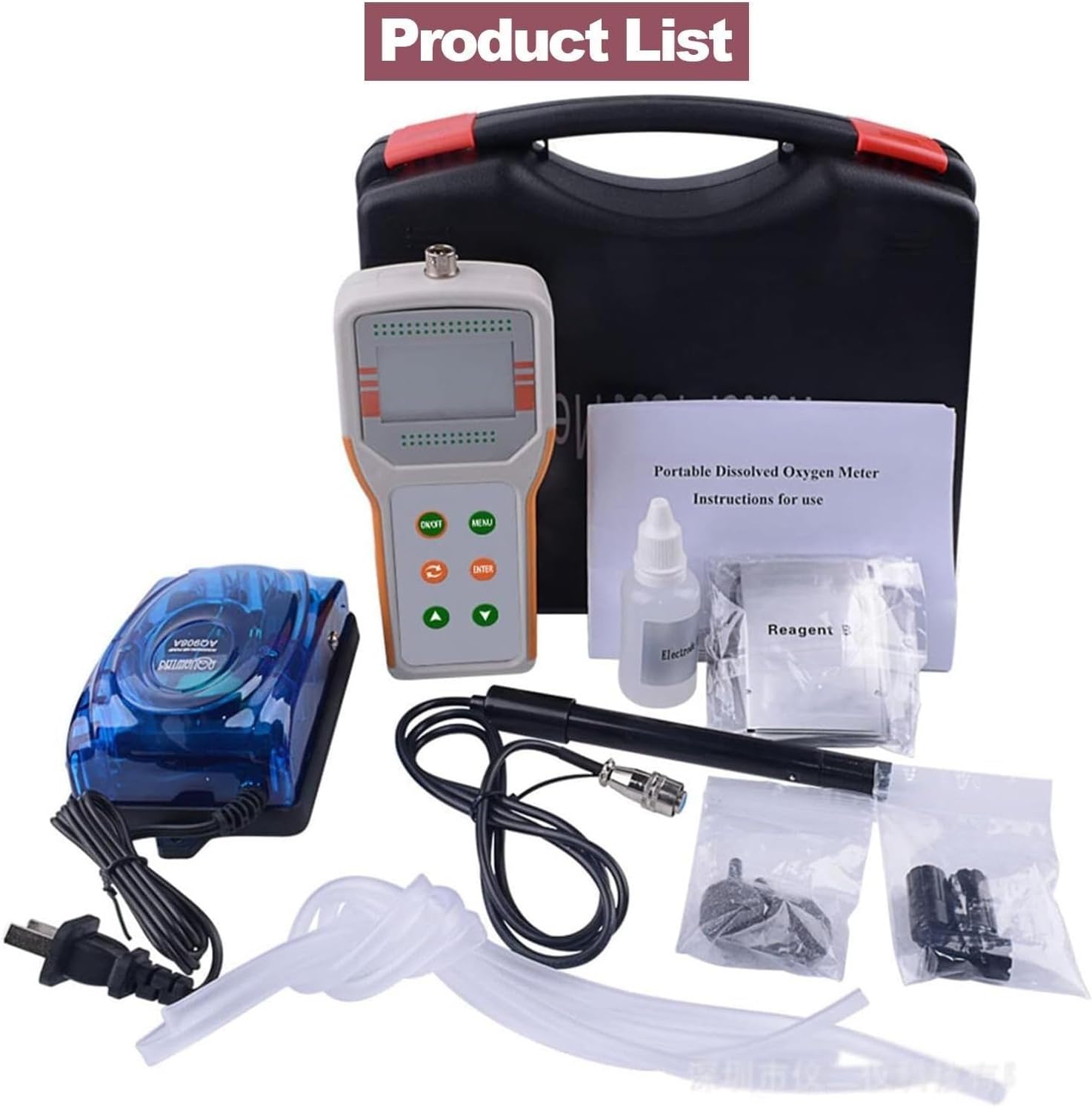 Dissolved Oxygen Meter kit, Digital dissolved Oxygen Detector, DO Sensor dissolved Oxygen Level Tester, DO Range: 0-20mg/L, Suitable for aquaculture Fish Pond Wastewater Treatment