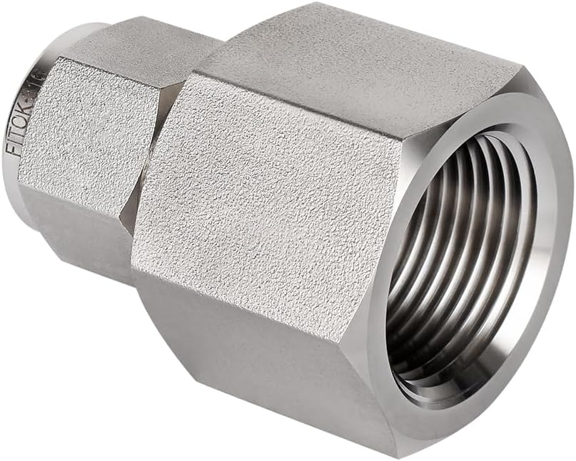 316 Stainless Steel Compression Tube Fitting Female Connector 3/8" Tube OD x 3/4" Female NPT 4600 psi, SS-CF-FL6-NS12