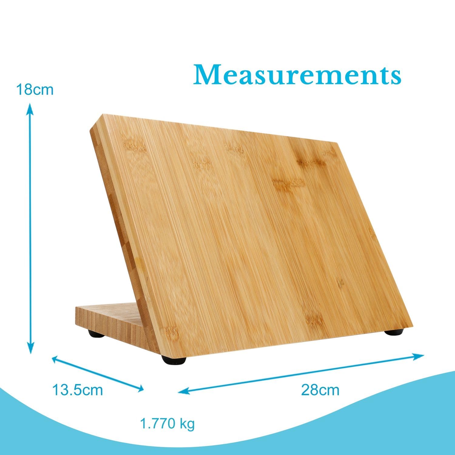 INTIRILIFE Portacuchillas magnético en MARRÓN DE BAMBÚ - Bloque de Cuchillos de Madera Hecho de bambú con imán para un Almacenamiento de Cuchillos y Equipos de Cocina Que Ahorra Espacio