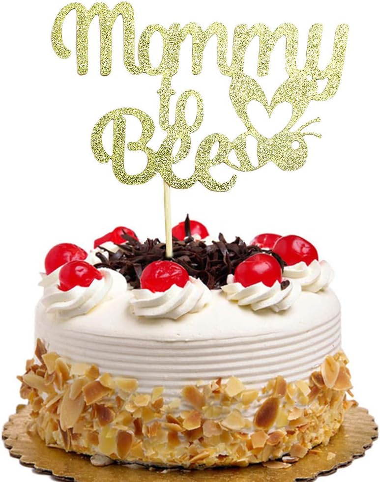 Mommy to Bee Cake Topper, Baby Shower, Mama to be Announcement, Pregnant Mom Cake Party Decorations Gold Glitter