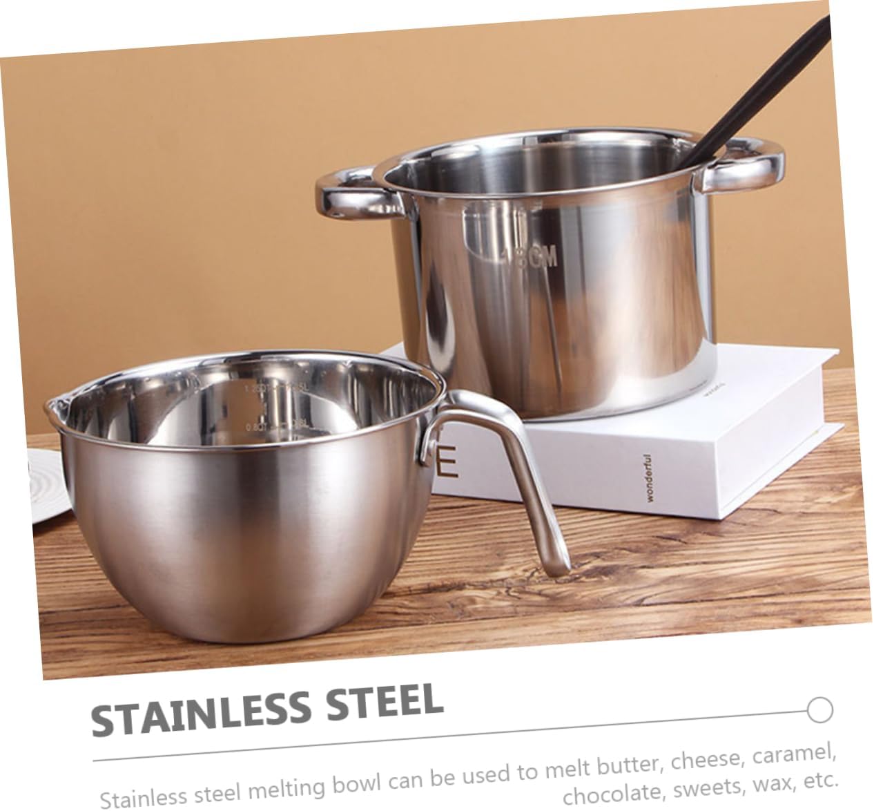 Cabilock Electric Fondue Pot Chocolate Candy Maker Stainless Steel Double Boiler Melting Pot for Home Bakeries Cake Shops