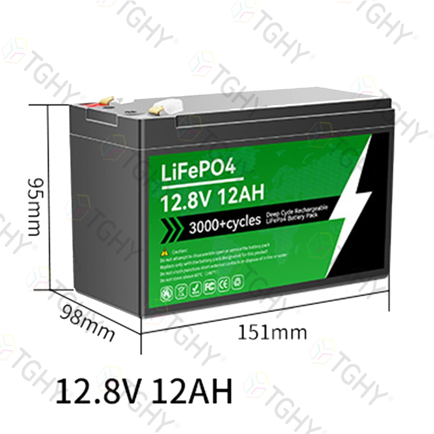 TGHY Batteria LiFePO4 12V 6AH 12AH 18AH 24AH 30AH Batteria al Litio 12 Volt per Camper, roulotte, Nautica, Barra Luminosa a LED, Campeggio all'aperto, ecoscandaglio,12v 12ah