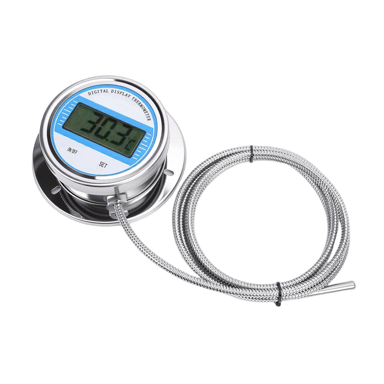 Tangxi Robustes Digitales Edelstahl-Thermometer mit Wasserdichter Sonde 1 M für Industrie- und Kochanwendungen, Genauer Bereich -50 Bis 200 °C