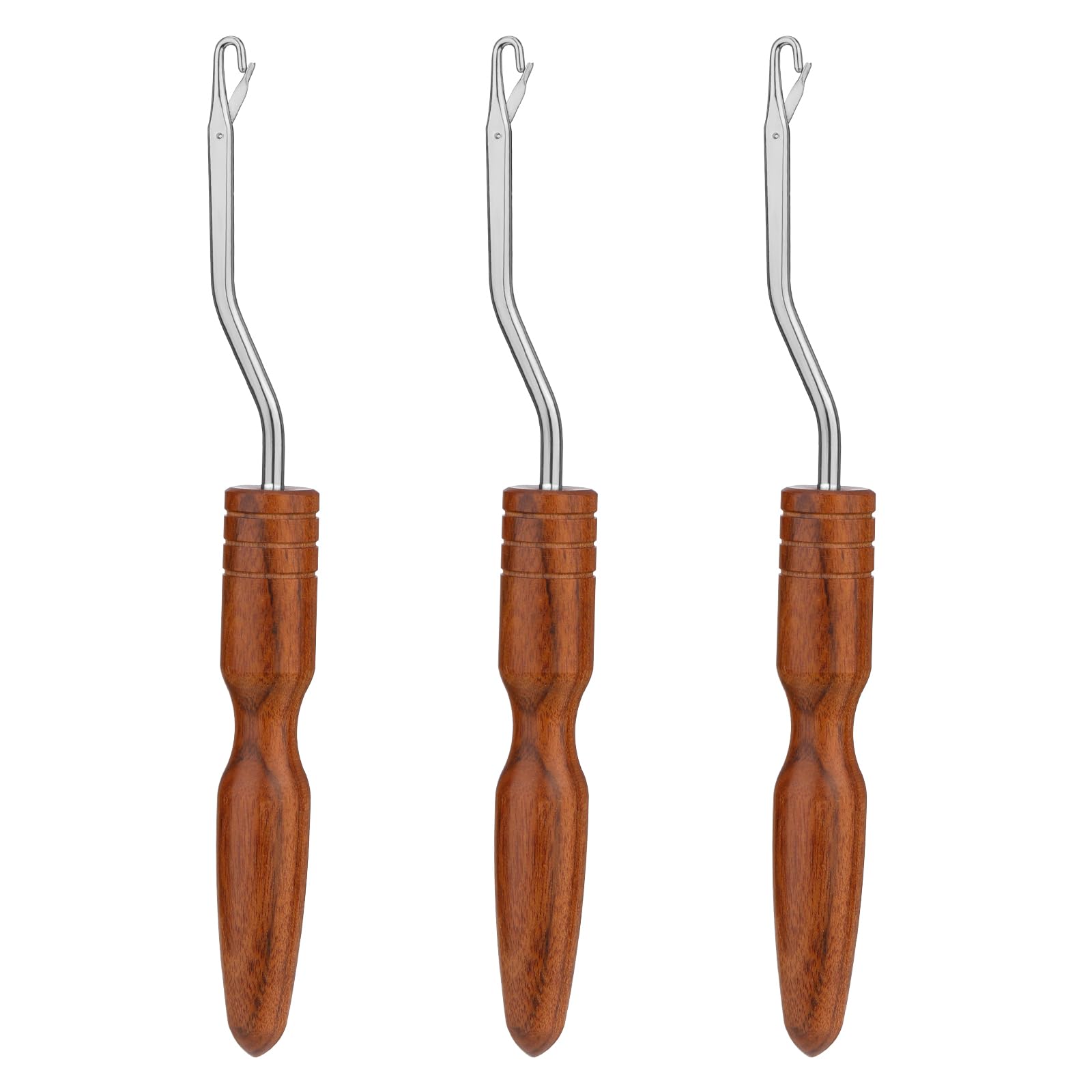 Giwrmu 3 Pcs Latch Hook Tools, Wooden Bent Latch Hooks Kits for Adults, Large Latch Hook Crochet Needle for Hair Extension, Micro Braids and Carpet Craft-picture-43