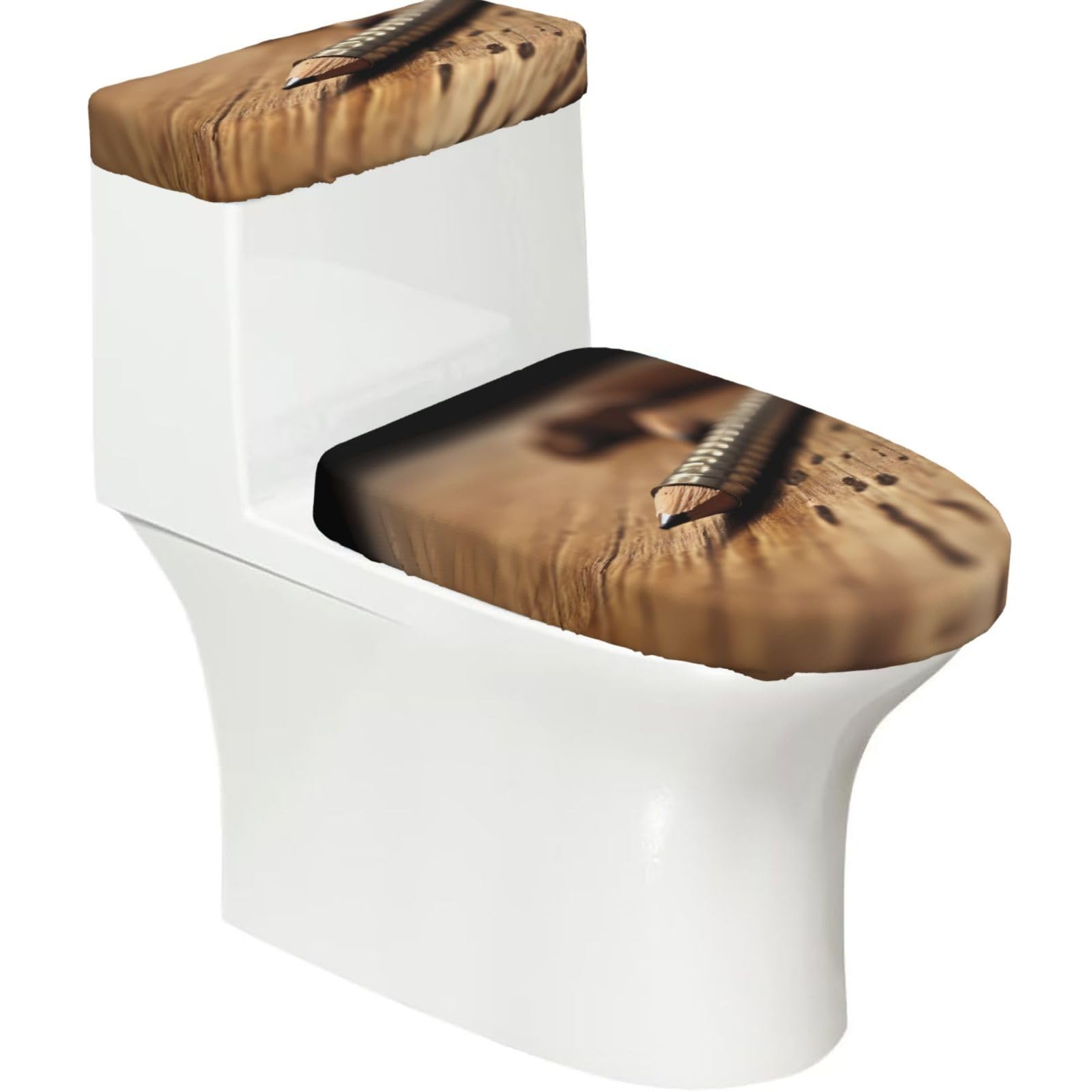 Mrowyc Black Pencils Printed Toilet Seat Set - Set Of 2 - Universal Toilet Seat Cover - Housewarming Birthday Christmas Gift