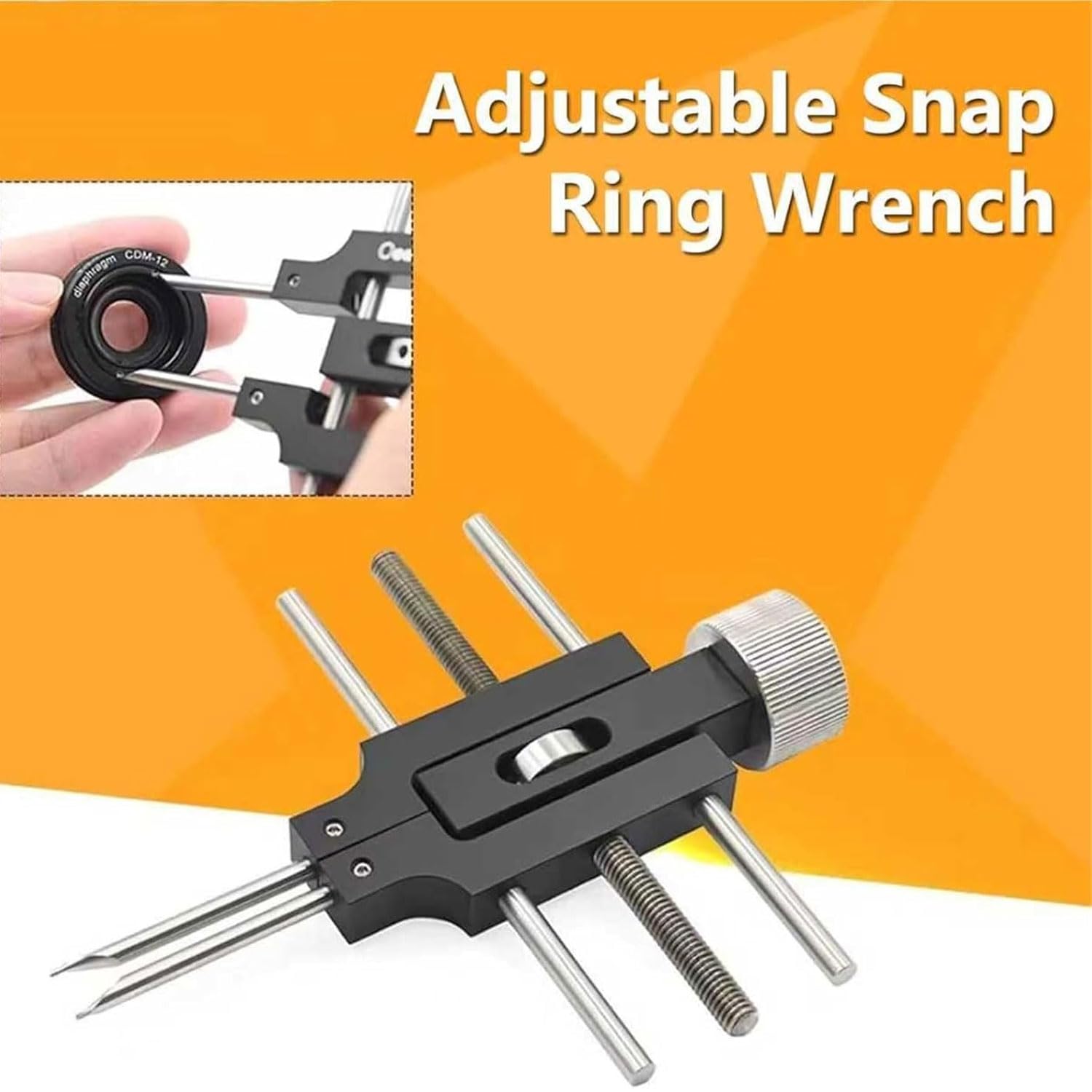 Llave universal de anillo de presión óptico, herramienta de anillos de presión de doble extremo de acero inoxidable, llave de anillo a presión ajustable, diámetro de sujeción de 3,0 a 76,2 mm