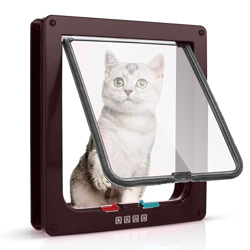 Puerta para Gato con Cierre magnético de 4 vías, Puerta para Mascotas para Gatos y Perros pequeños