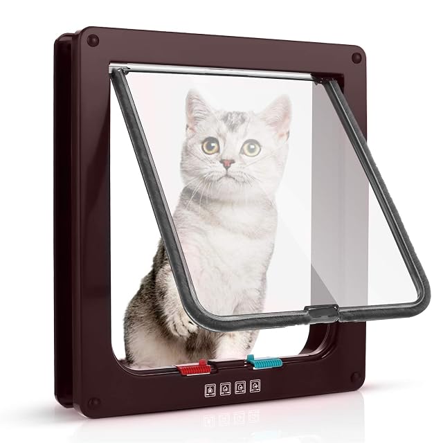 Puerta para Gato con Cierre magnético de 4 vías, Puerta para Mascotas para Gatos y Perros pequeños