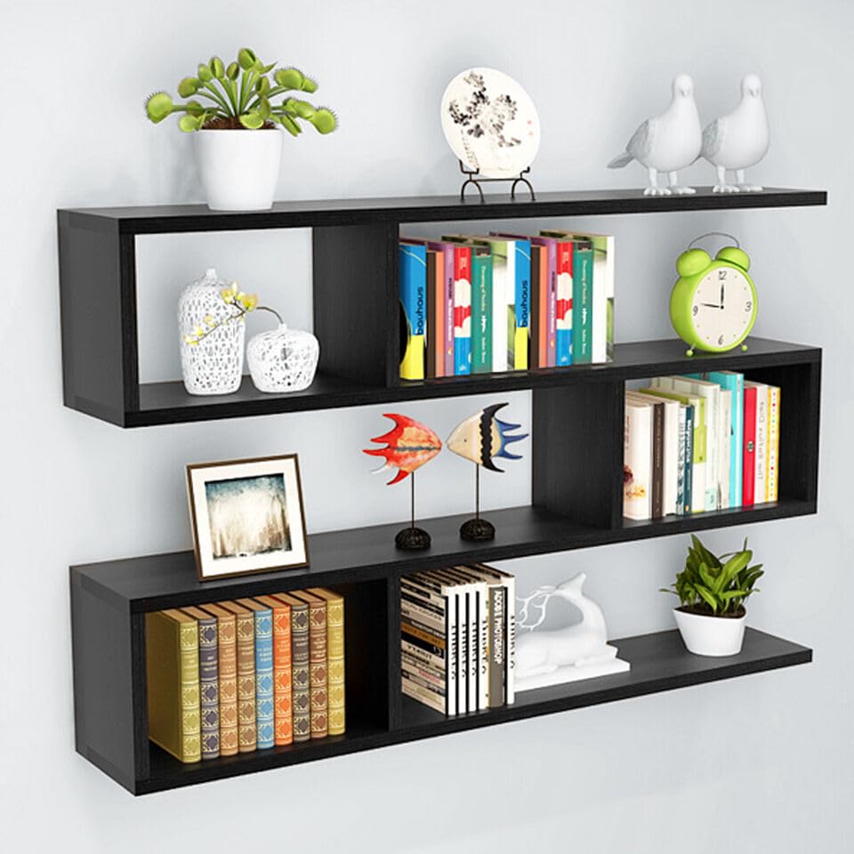 Image of Multipurpose Wall Mount ShelfRacks for Living Room,Beedroom, Storage Organizer, Study Room - DIY (Brown)