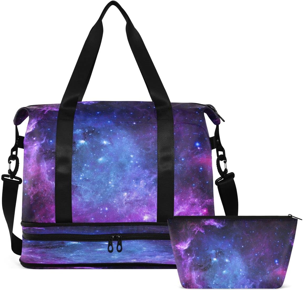 Gym Sports Travel Duffel Bag Weekender Overnight Bag with Wet Pocket Shoes Compartment and Toiletry Starry Sky for Travel, Business,Gym, Yoga