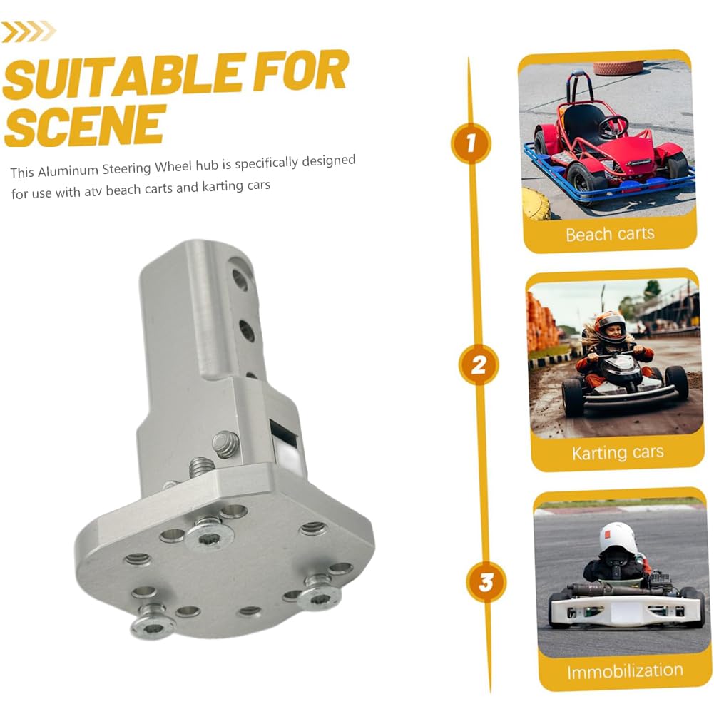 Mozzo volante in alluminio angolato regolabile, foro da 20 mm per go-kart e kart racer (argento)