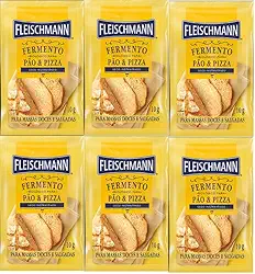 Kit 6 Fermento Biológico Pão e Pizza Seco Fleischmann 10g