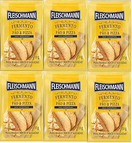 Kit 6 Fermento Biológico Pão e Pizza Seco Fleischmann 10g