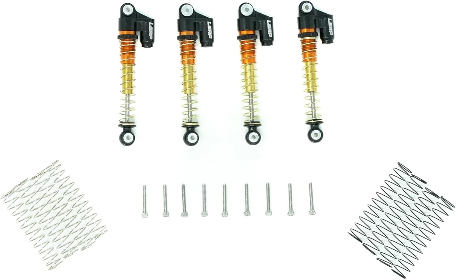 LGRP® Little Guy Racing Parts Long Travel Shocks (48MM Black/Orange) Compatible with 1/24 Scale RC Axial SCX24, Element, Enduro, URUAV, LGS100-1