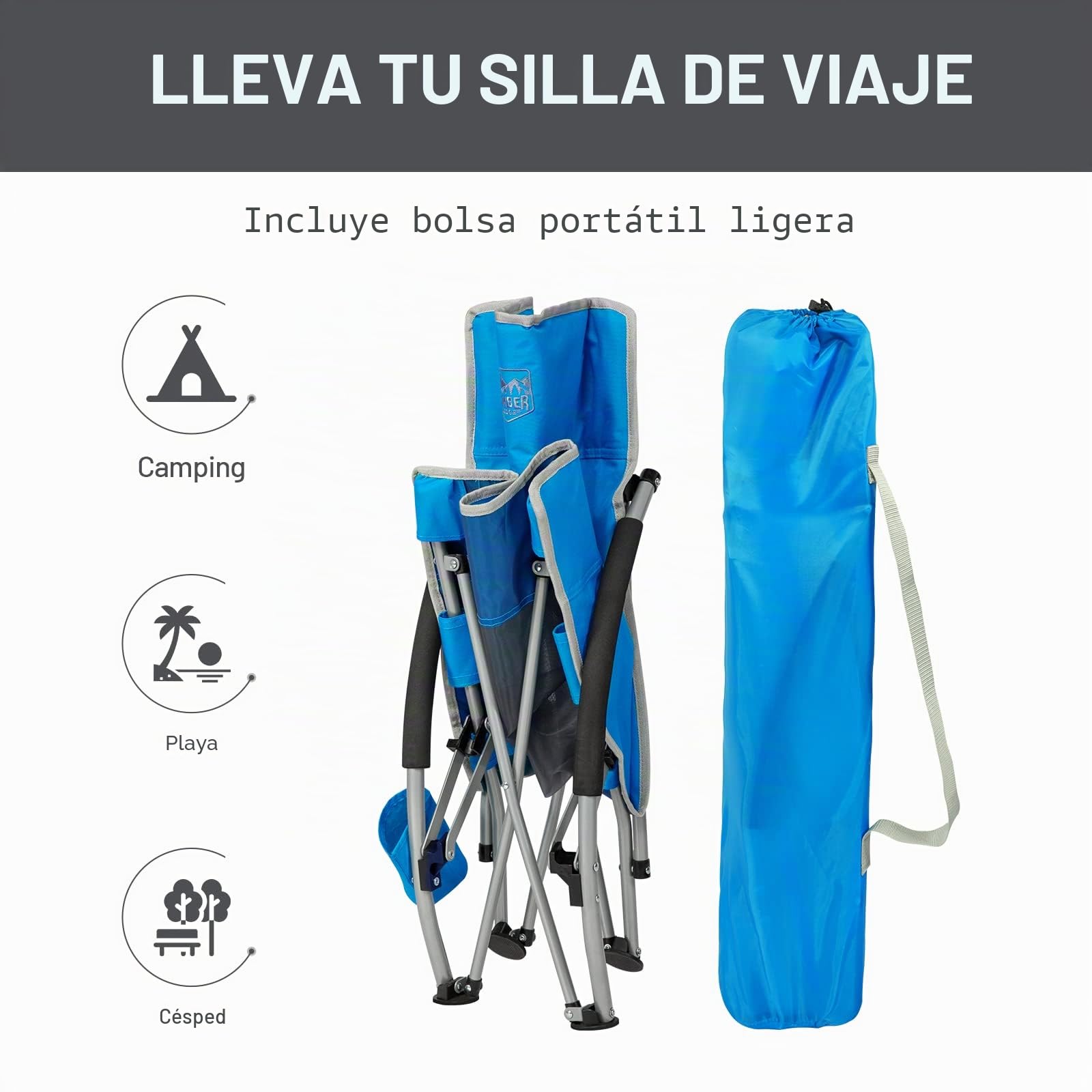 TIMBER RIDGE Silla Plegable de Playa Portátil Bajo Silla de Camping Espalda Alta en Malla Ultraligero con Bolsa de Transporte