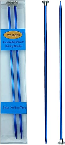 Miniatura 10 de Weabetfu Aguja de punto de metal de aluminio, recta, de color, de una sola punta, de 10 pulgadas de longitud para tejer hecho a mano, talla 6 de EE.