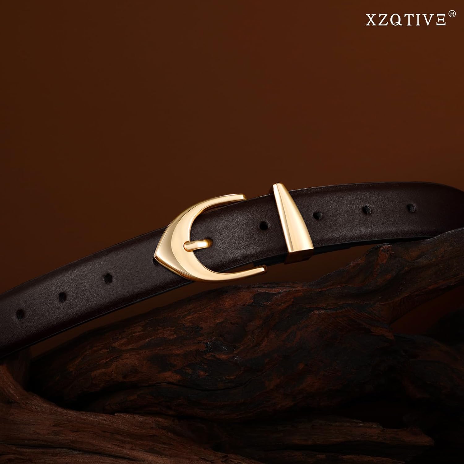 XZQTIVE Women's Leather Belts, Classic Minimalist Design For Jeans Pants Dresses, Black Belt With Gold Buckle - Image 2