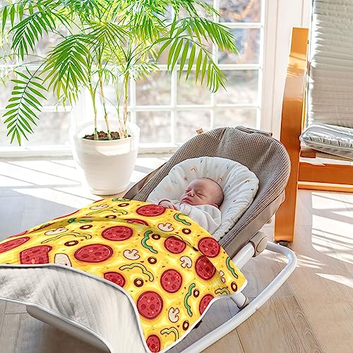 Image of Swaddle Blanket for Pizza Food Baby Receiving Blanket Muslin Baby Swaddles Soft Cotton Breathable Nursery Blankets for Unisex Boys and Girls 30x40 Inch