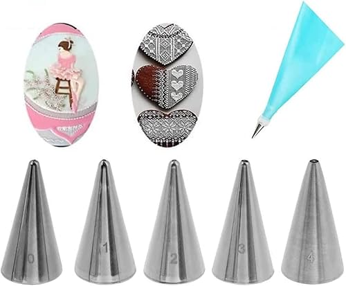 Miniatura 1 de GOOTRADES - Juego de 7 puntas de decoración de pasteles (5 tubos de escritura, 1 acoplador, 1 bolsa de pastelería de silicona)