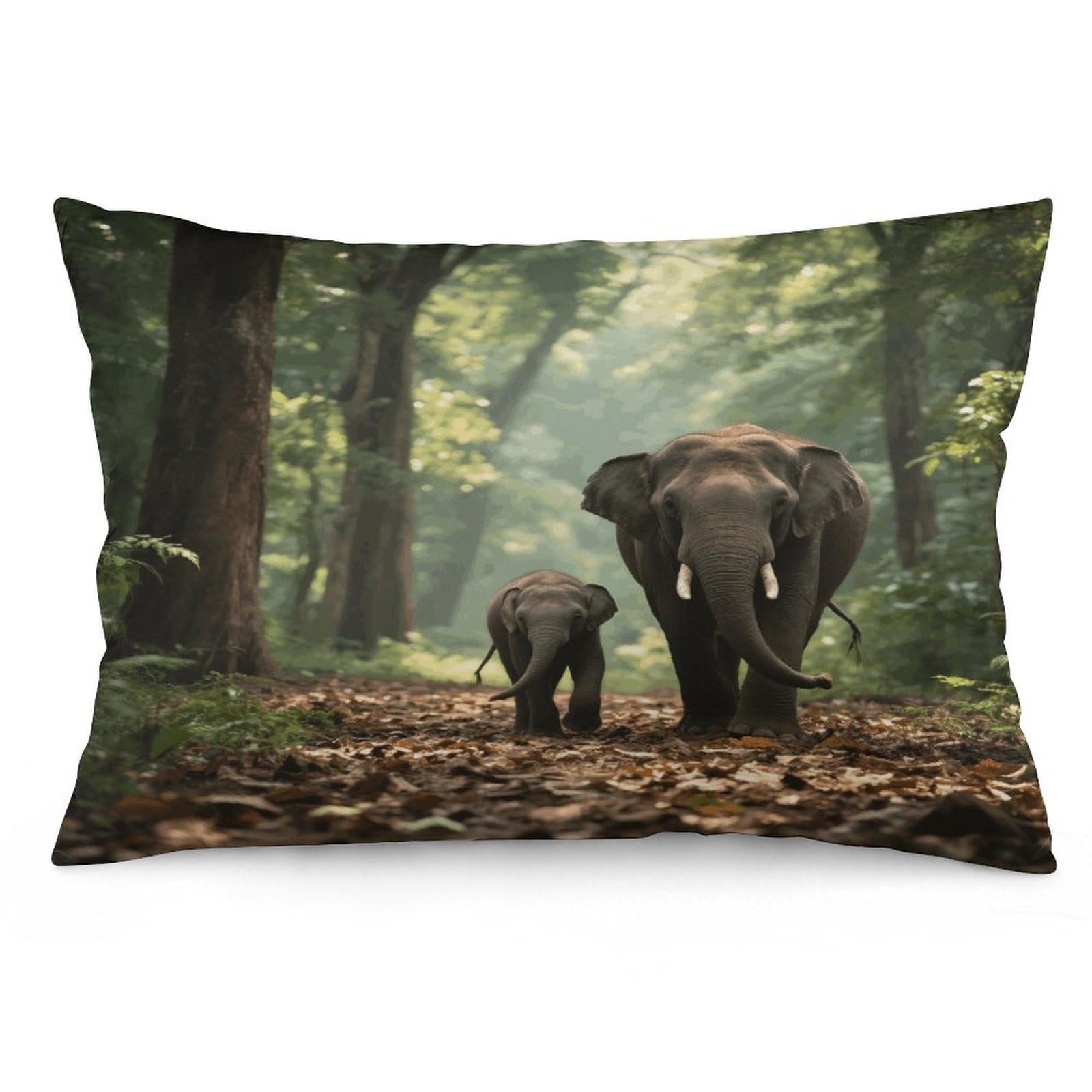 Elephants Throw Pillow Cover Soft Pillow Case Decorative Lumbar Pillow Cover Cozy Throw Pillowcase Polyester Rectangular Cushion Case Decor for Couch Sofa Bed