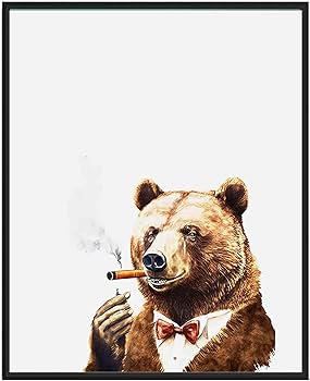 Amazon.com: Bear Smoking Cigar Art Print Poster, Abstract
