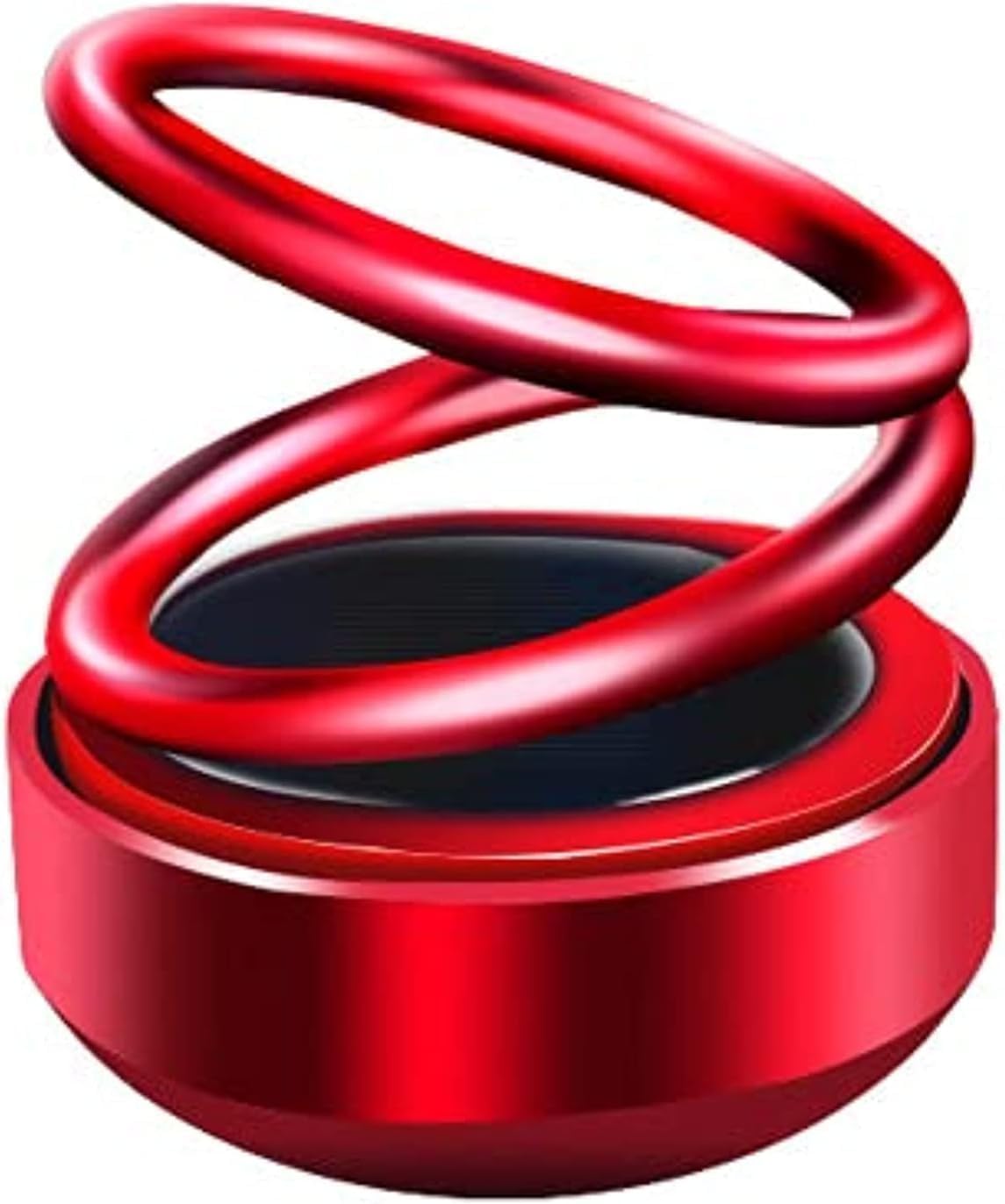 Solar-Powered 360° Aromatherapy Car Diffuser - Innovative Double Ring Design, Fun Toy, Fragrance & Perfume for Car, Home, Office (Red)