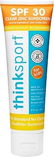 Thinksport Kids SPF 30 Clear Zinc Sunscreen – Hypoallergenic Child and Baby Mineral Sunscreen Lotion – Safe, Natural, Non ...