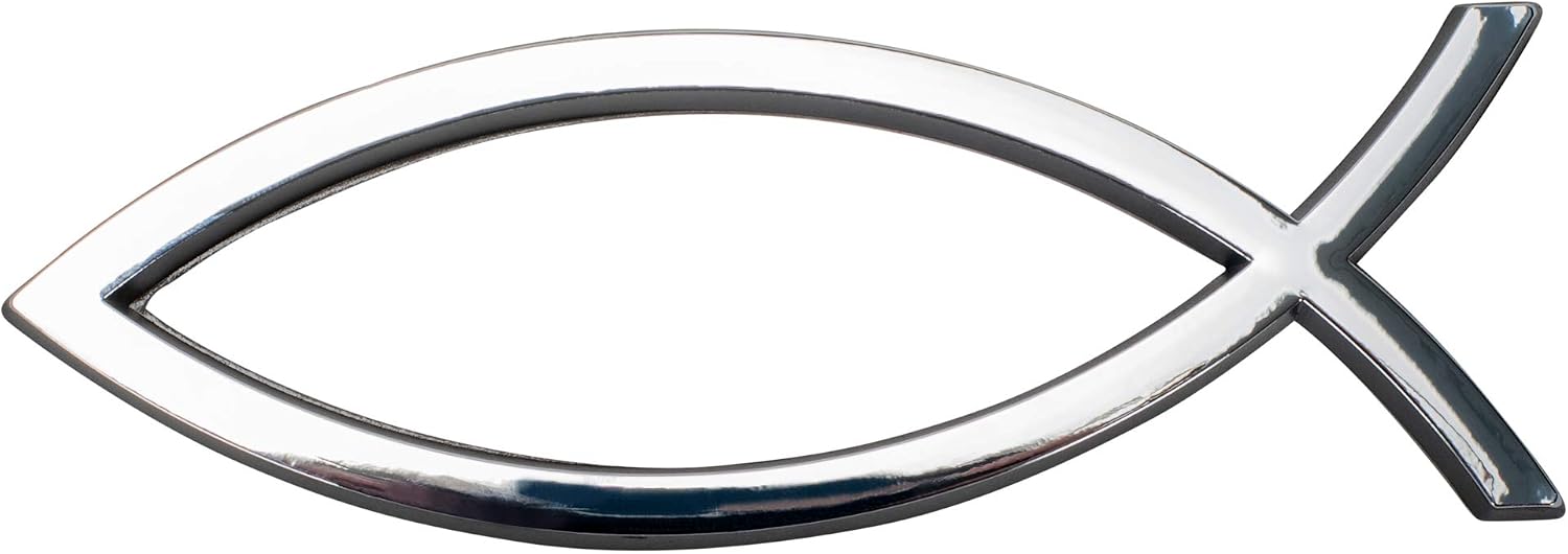 Large Silver Christian Fish Auto Emblem